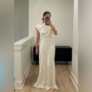 Anthropologie Significant Other Lana Cowl-Neck Tie-Back Satin Maxi Dress